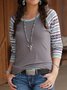 Casual Paneled 3/4 Sleeve Cotton-Blend Tops