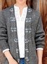 Gray Knitted Long Sleeve V Neck Jacket
