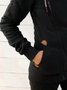 Black Casual Cotton Sweatshirt