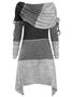 Long Sleeve Jersey Cowl Neck Knitting Dress