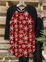 Women Casual Snowflake Printed Red Blouse