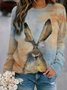 Casual Cotton Crew Neck Animal Shirts & Tops