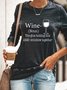 Women Casual Cotton-Blend long-sleeved Letter Print Top