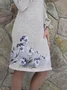Crew Neck Floral-Print Long Sleeve Casual Knitting Dress