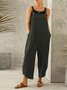 Pure color casual cropped overalls Casual Jumpsuit & Romper