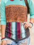 Printed Cotton-Blend Shift Long Sleeve T-shirt