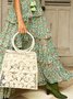 Vintage Floral Printed Sleeveless V Neck Casual Weaving Dress