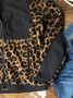 Vintage Leopard Printed Paneled Long Sleeve Zipper Plus Size Statement Casual Outwear