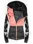Hoodie Color-Block Floral Casual Knit coat