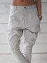 Casual Cotton-Blend Solid Pants
