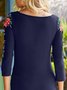 Vintage Floral Plus Size 3/4 Sleeve Crew Neck Casual Tops