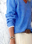 Casual Winter Solid V neck Acrylic Beach Long sleeve Sweater for Women