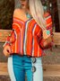 V Neck Casual Long Sleeve Ombre/tie-Dye Top