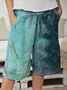 Polyester Cotton Floral-Print Ombre/tie-Dye Shorts