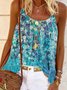 Cotton-Blend Sleeveless Floral Floral-Print Tops