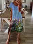 New Women Chic Plus Size Vintage Boho Holiday Short Sleeve Floral Knitting Dress