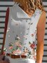 Casual Sleeveless Shift Floral Top