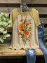 Plus size Coreopsis Printed Short Sleeve Tops