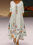 Women's Summer Casual A-Line V-Neck 3/4 Sleeve White Maxi Dresses