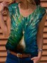 Mystery Peacock Oil Painting Art Vintage Shift T-shirt