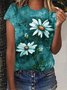 Women Summer Floral-Print Daily T-Shirts