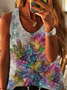Sleeveless Scoop Neckline Floral Casual Tops