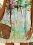 New Woemn Chic Plus Size Vintage Boho Holiday Spaghetti-Strap Floral Weaving Dress