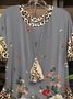 Floral Graphic Short Sleeve Round Neck Casual Top