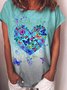 Women's Summer Casual Printed Floral Crew Neck Short Sleeve Shirts & Tops