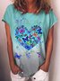 Women's Summer Casual Printed Floral Crew Neck Short Sleeve Shirts & Tops