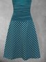 Cotton-Blend Sleeveless Casual Polka Dots Knitting Dress