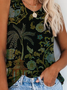 Vintage Floral Sleeveless Scoop Neckline Shirts & Tops