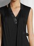 Vintage Plain Statement Plus Size Sleeveless V Neck Casual Tops