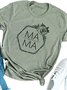 Vintage MAMA Floral Printed Short Sleeves Crew Neck Casual Top