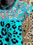 Casual Leopard Flower Short Sleeve Top
