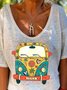 Short Sleeve Casual Printed Patchwork T-shirt