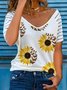 Women's Summer Short Sleeve V Neck Floral Shift Blouses & Shirts