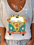 Short Sleeve Casual Printed Patchwork T-shirt