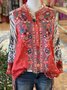 Cotton-Blend Printed Vintage Top