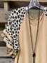 Vintage Leopard Printed Tassel Plus Size Short Sleeve V Neck Casual Tops