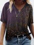 Women's Summer Shift Short Sleeve V Neck Vintage Floral Printed T-shirt