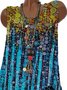 Ombre/Tie-Dye Sleeveless  Printed  Cotton-blend  Crew Neck  Casual  Summer  Blue Top