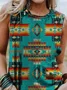 Boho Turquoise Geometric Fashion Sleeveless Shirt & Top
