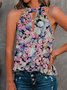 Floral Casual Floral-Print Sleeveless Tops