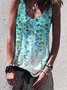 Printed Sleeveless Casual Cotton-Blend Top