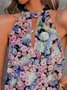 Floral Casual Floral-Print Sleeveless Tops