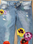 Cotton Shift Floral Jeans