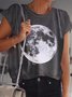 Crew Neck Cotton-Blend Shift Short Sleeve T-shirt