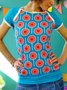 Casual Short Sleeve Plus Size Printed Tops