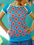 Casual Short Sleeve Plus Size Printed Tops